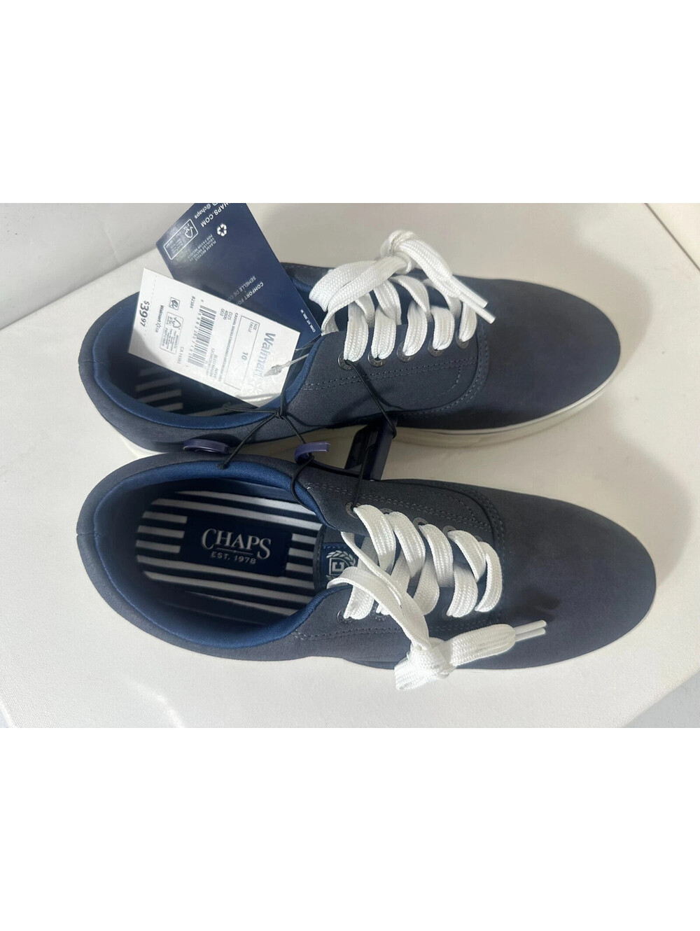 Chaps Chace Mens Canvas Sneakers Size 10 Navy Blue Low Top Shoes NWT Laces